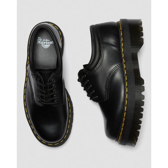 NEW Dr. Martens 8053 Leather‎ Platform Shoes Black Polished Smooth Quad Sole main image 5